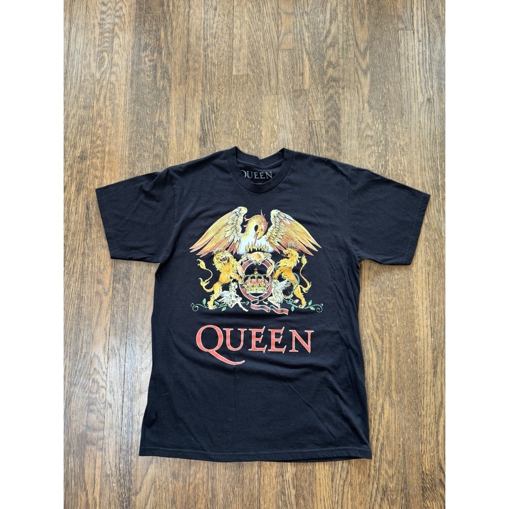 Queen Band Classic Crest Graphic T-Shirt Black Mens Size Medium M Rock Merch